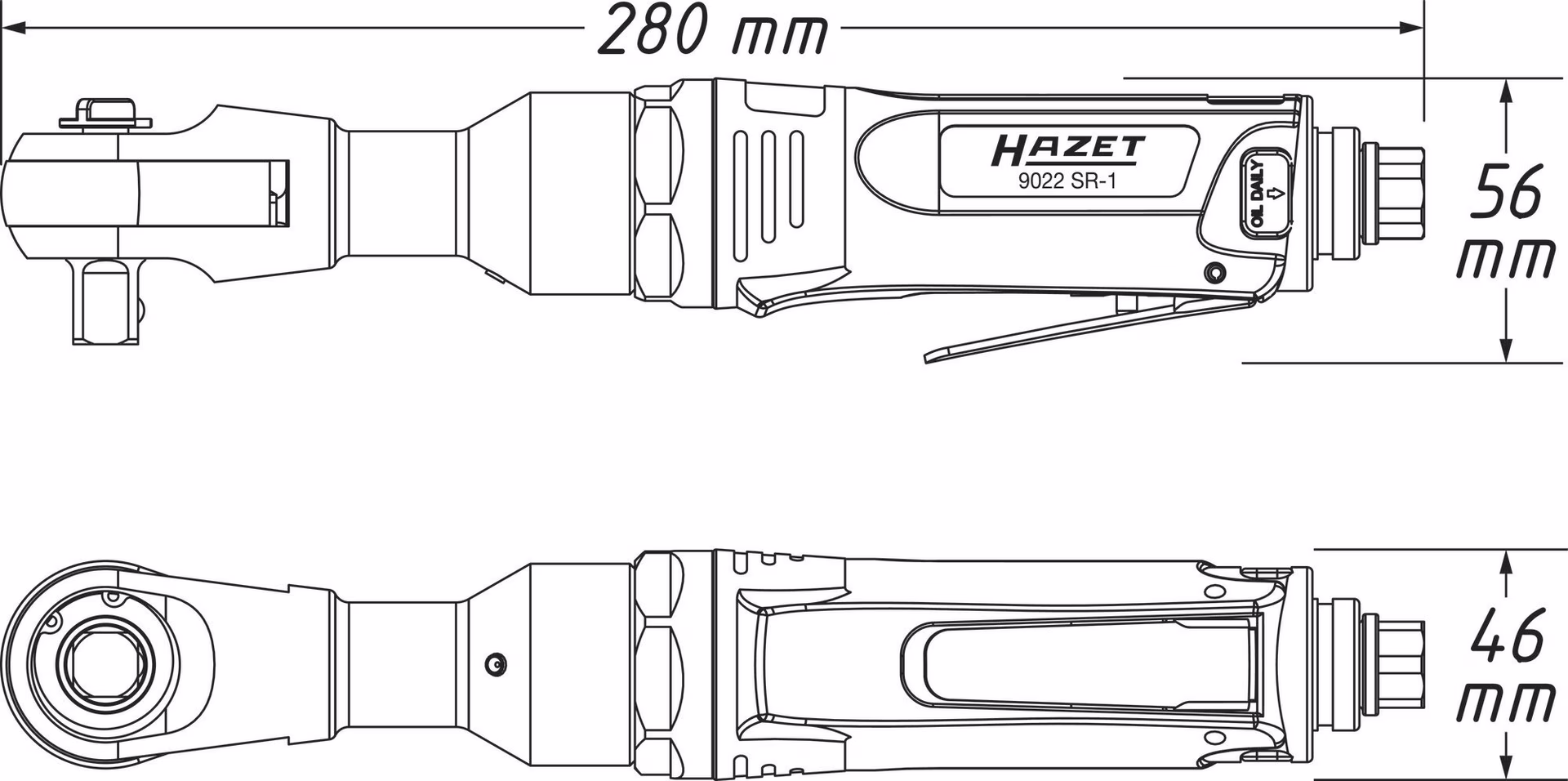 Druckluftratschenschrauber 9022SR-1 12,5mm (1/2Zoll) A4-kt.102 Nm