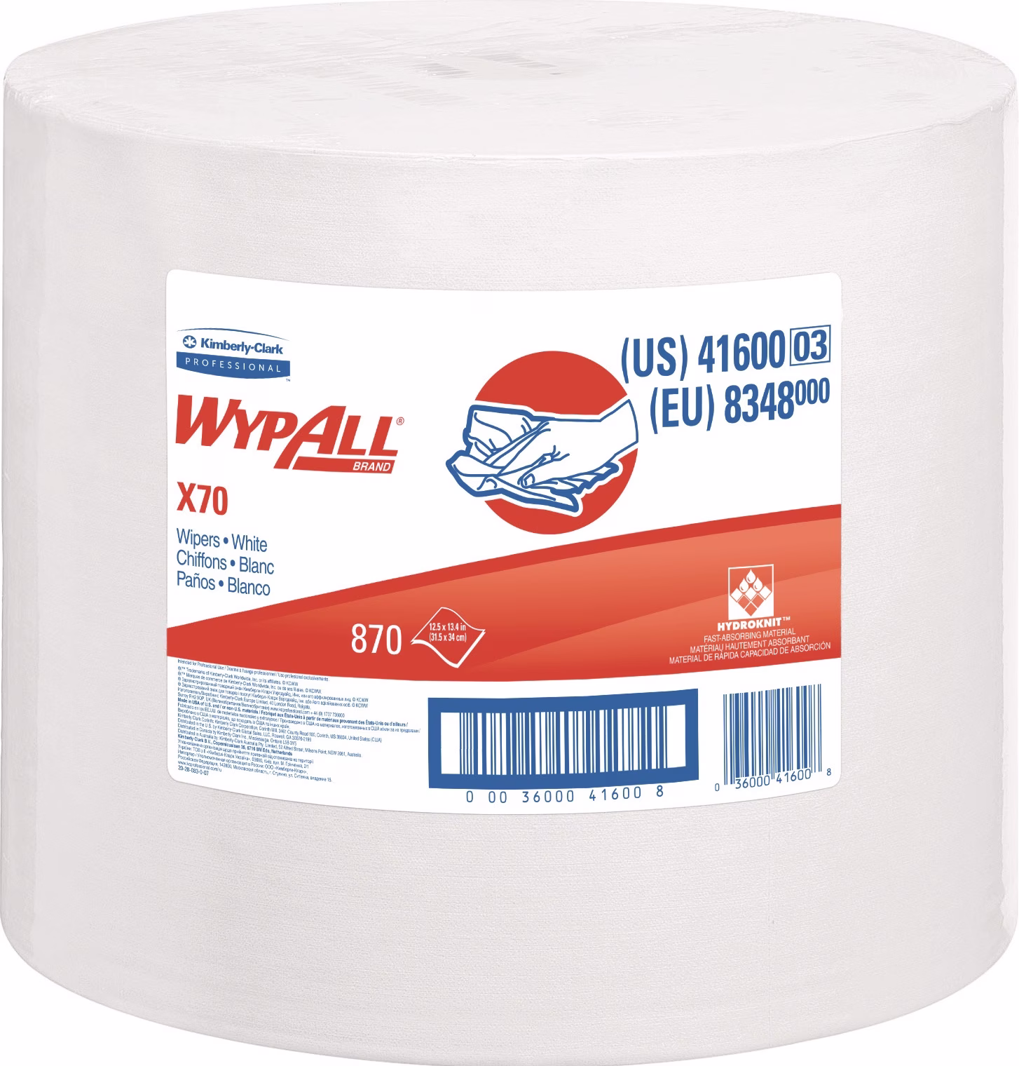 Reinigungstuch WypAll® X70 8348 L.ca.315 mmxB.ca.310mm weiß