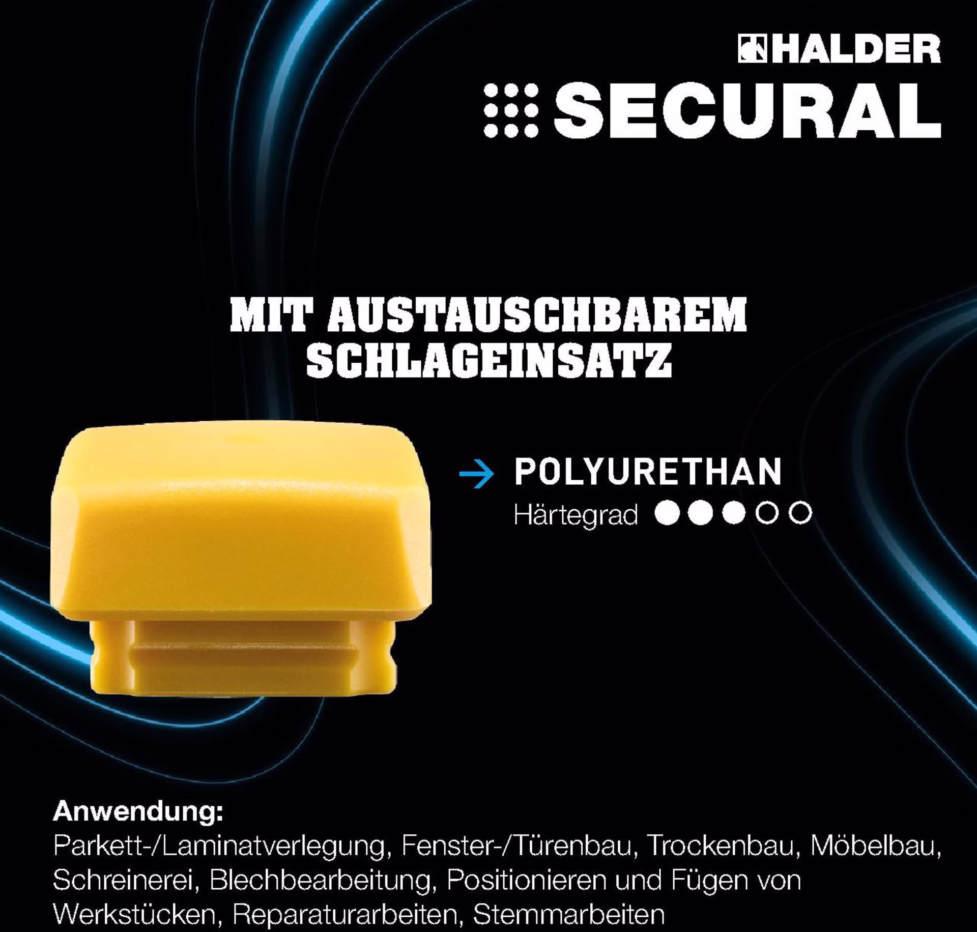 Schonhammer SECURAL L.300mm Kopf-D.30x40mm rückschlagfrei mittelh.PU gelb