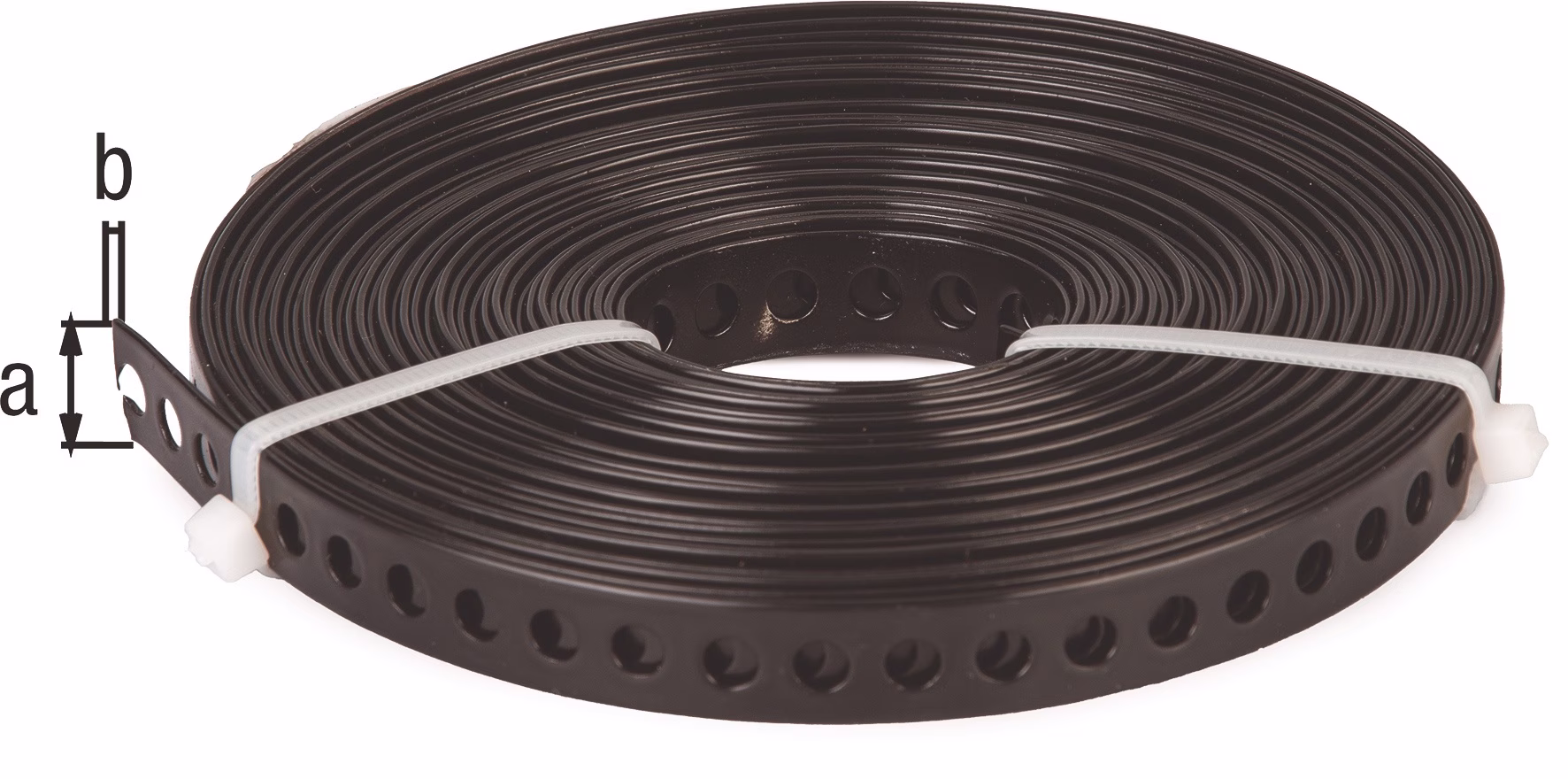 Lochband Band-B12x0,8mm L.10m verzinkt,schwarz ku.-besch