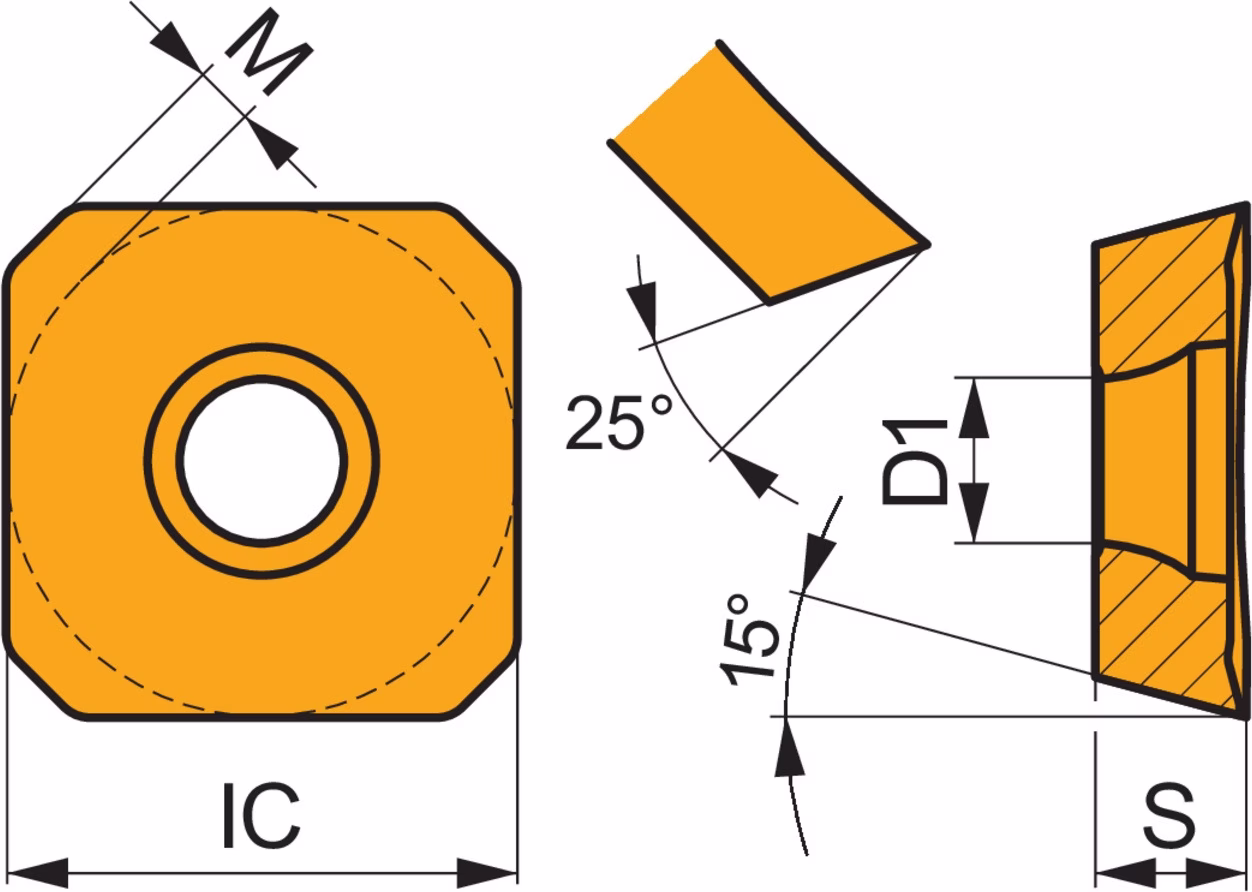 Fräswendeschneidplatte ISO SDMT 13T3AFSN-M:8215 Bohrungs-D. 4,4mm