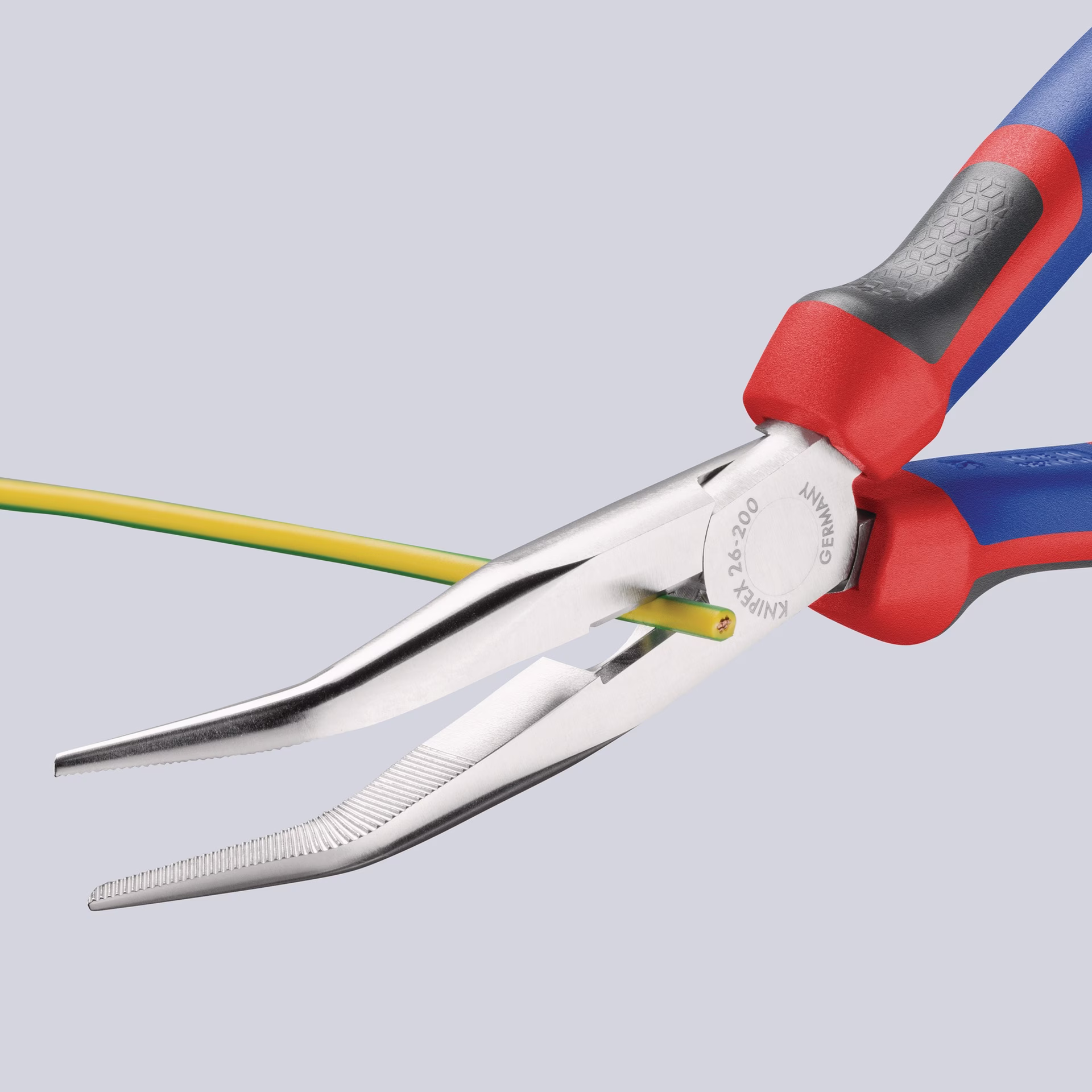 Flachrundzange L.200mm verchr.40Grad gew.Comfort-Griff