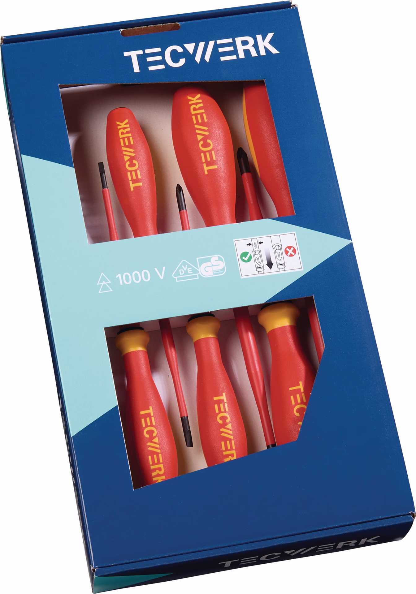 Schraubendrehersatz slim 7-tlg.Schlitz/PH Schneiden/Spitzen phos.VDE