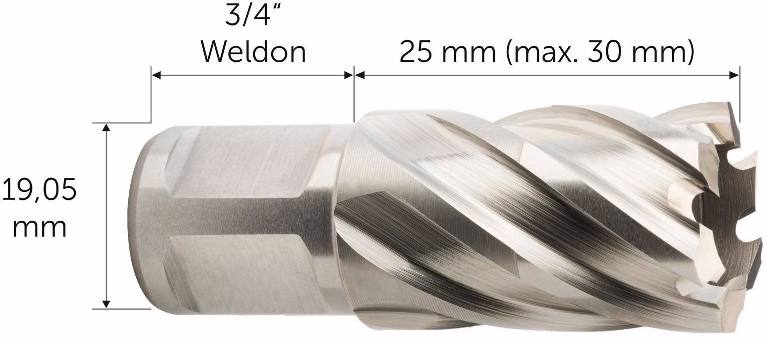 Kernbohrer NOVA 25 D.15mm HSS Schnitt-T.25mm Weldon