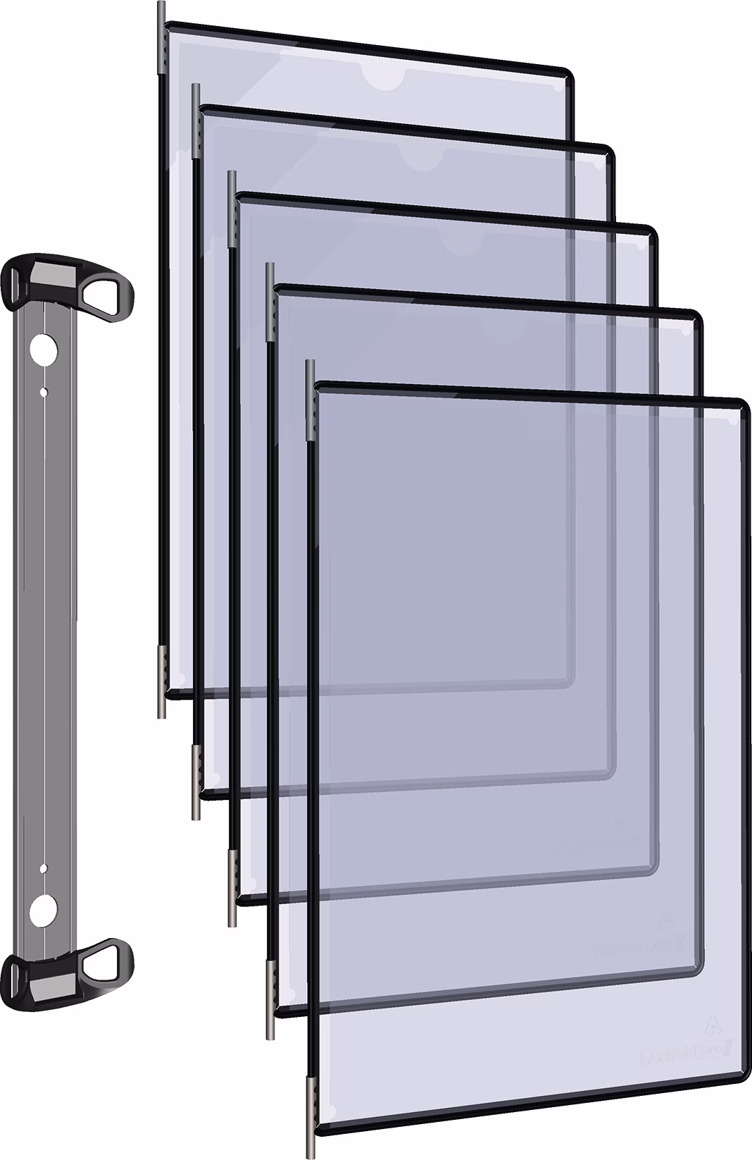 Wandhalter 5 Sichttafeln PP schwarz m.Neodym-Magnetf.DIN A4