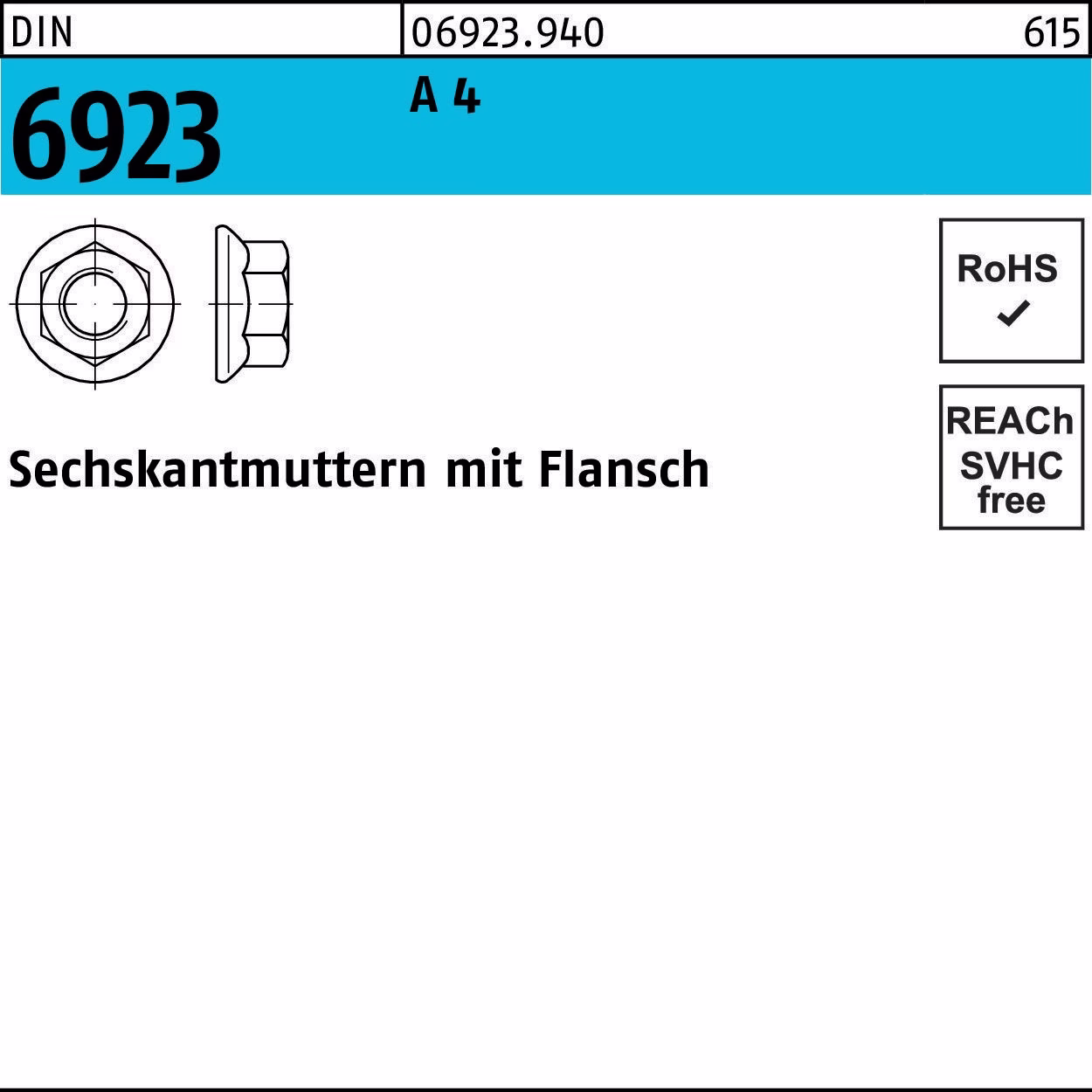 Sechskantmutter DIN 6923 Flansch A 4