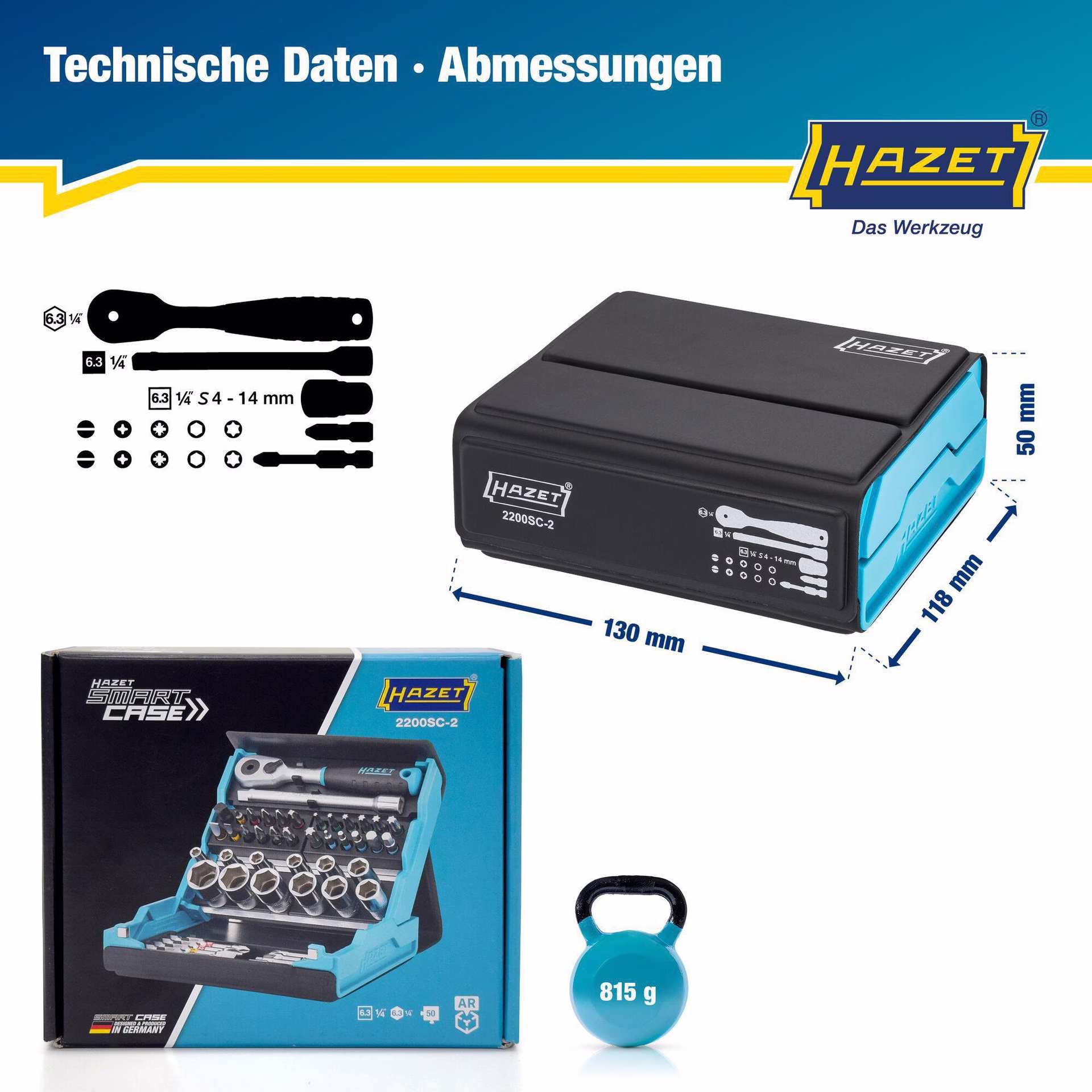 Steckschlüssel- u.Bitsortiment 50-tlg.6Kt./Schlitz/PH/PZD/TX