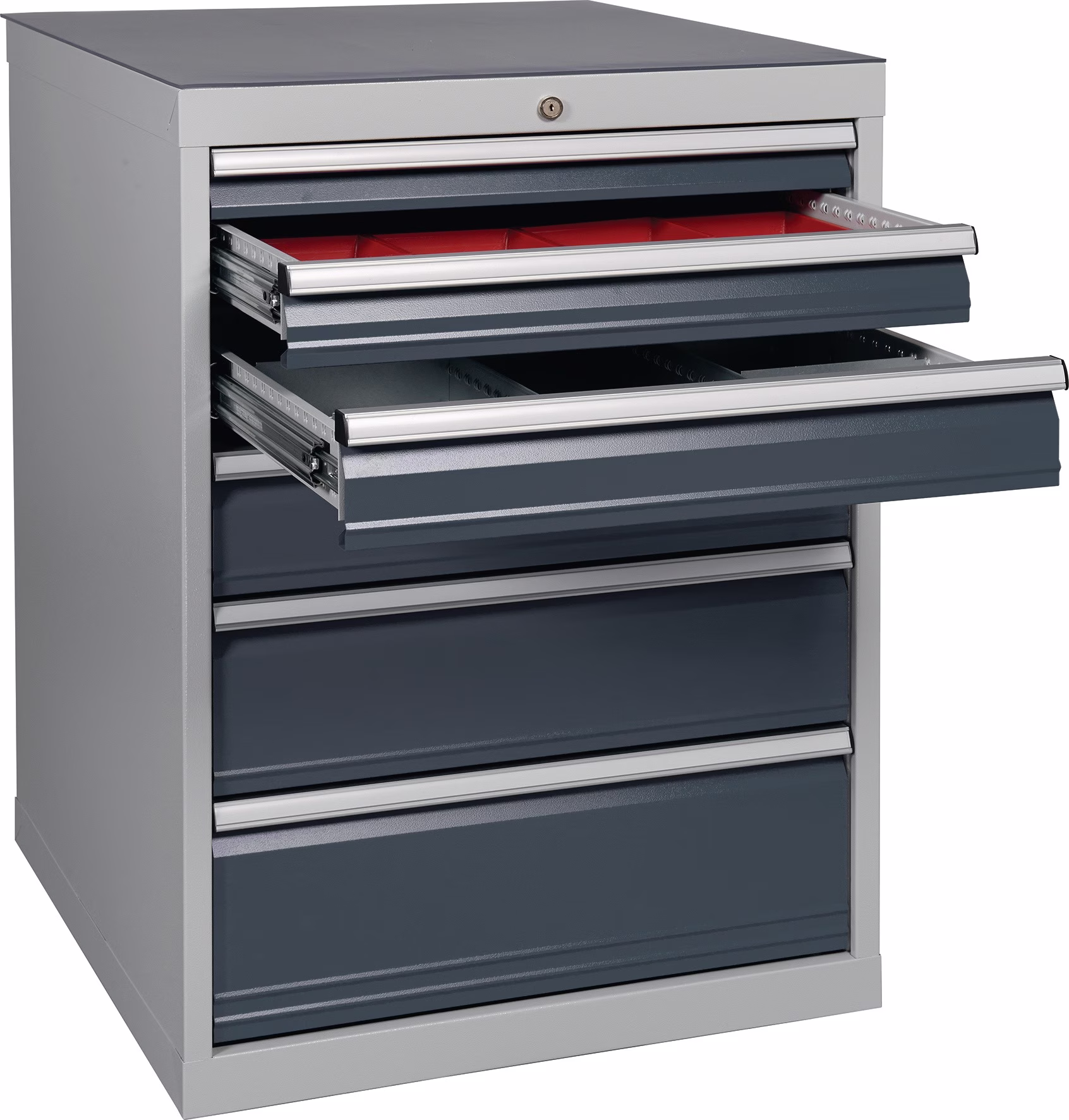 Schubladenschrank H1019xB705xT736mm lichtgrau/grau 6 Schubl