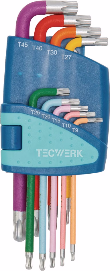 Winkelschraubendrehersatz 9-tlg.T9-T45 farbcodiert Ku.-Halter