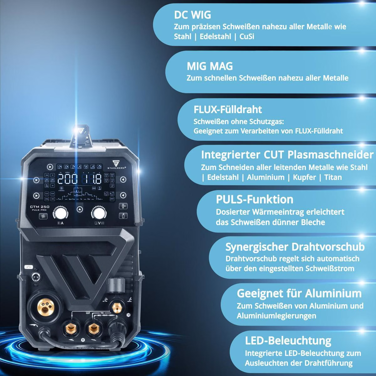 Inverterschweißgerät CTM-250 Puls Pro Einzelgerät m.Zub.3m