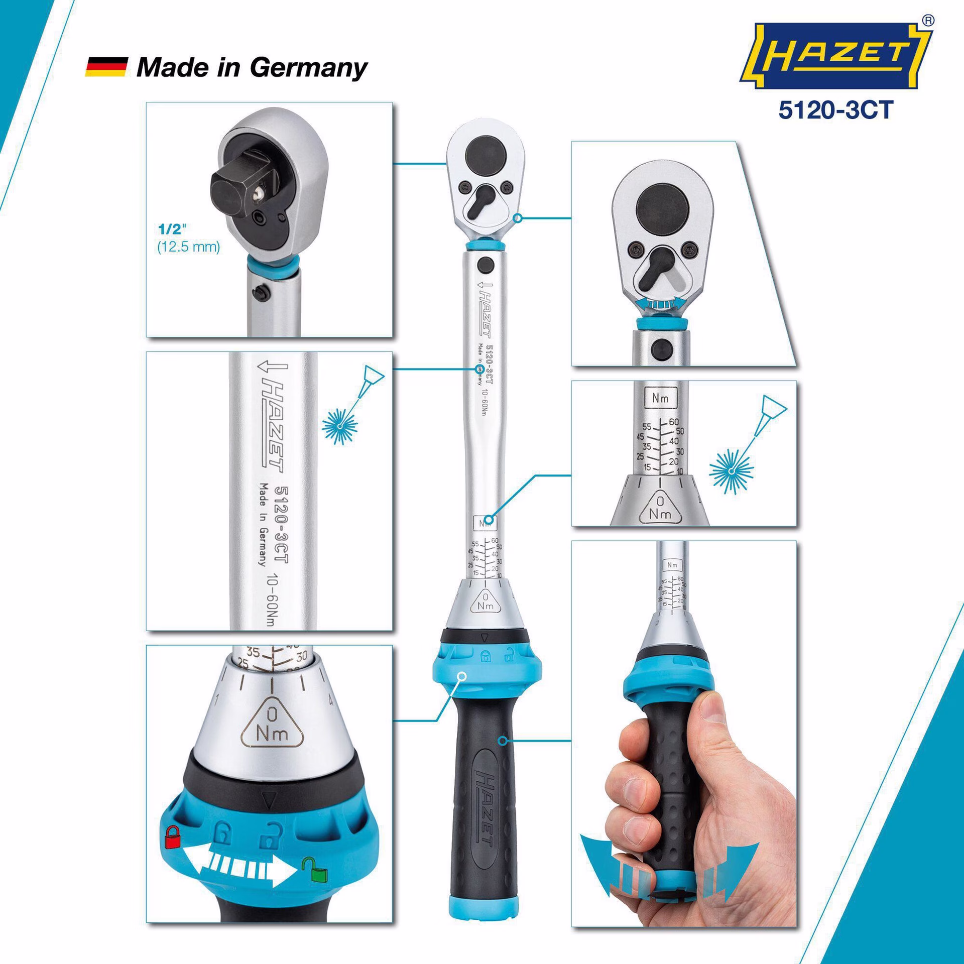 Drehmomentschlüssel 5120-3 CT 1/2 Zoll 10-60 Nm