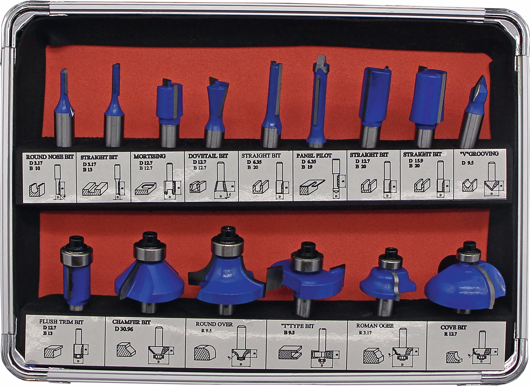 HM-Oberfräserkassette 973CT15A HM Schaft-D.8mm 15-tlg.