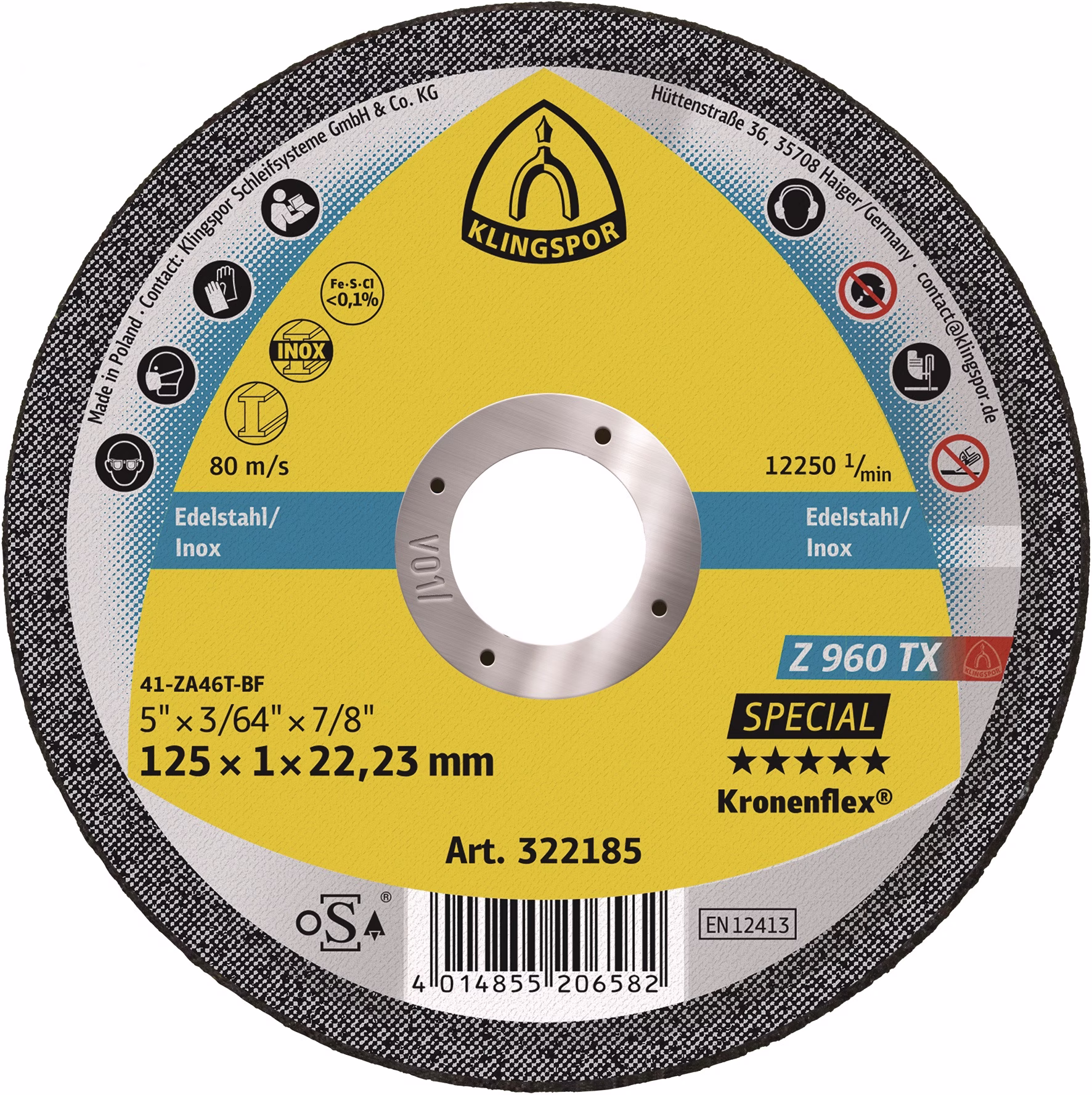 Trennscheibe Z 960 TX INOX Bohrung 22,23 mm KLINGSPOR