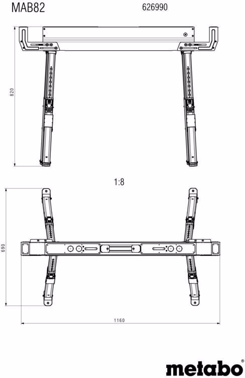 Arbeitsbock MAB 82 615-820mm 590kg