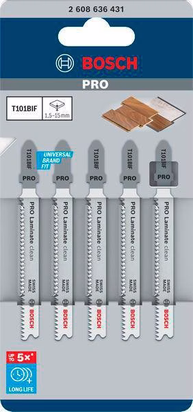Stichsägeblatt T 101 BIF Gesamt-L.83mm Zahnt.1,7mm BIM 5 St./Karte