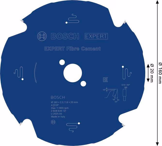 Kreissägeblatt Expert for Fibre Cement AD 160mm Z.4 TCG Bohr.20mm