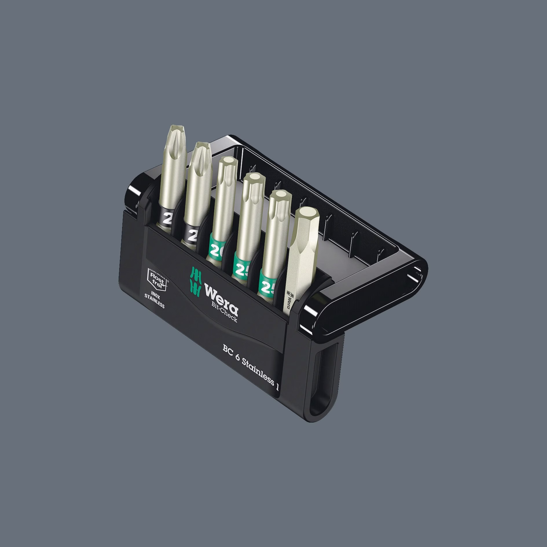 Bitsatz Bit-Check 6 Stainless 1 SB 6tlg. 2xPZ2/1xTX20/2xTX25/1xHex Bit-Check-Box