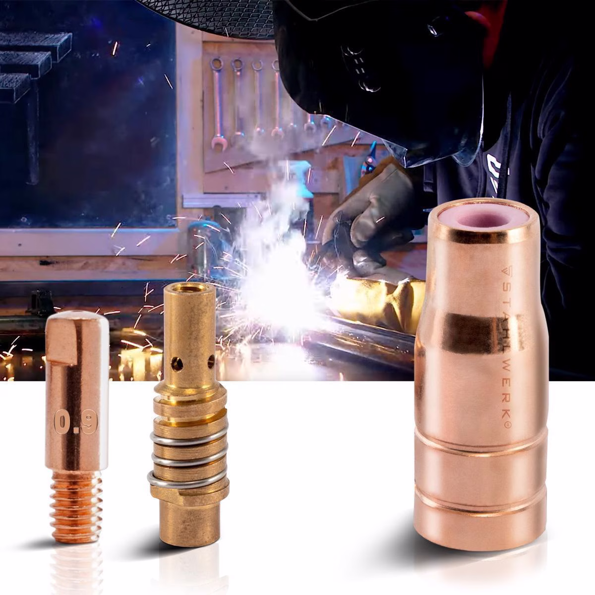 Verschleissteile-Set FLUX AK15/MB15 23-tlg.Stromdüsen-D.0,9mm 23-tlg
