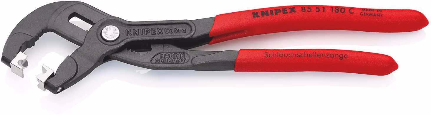 Schlauchschellenzange Gesamt-L.180mm Kopf grau atram.Ku.-Überzug