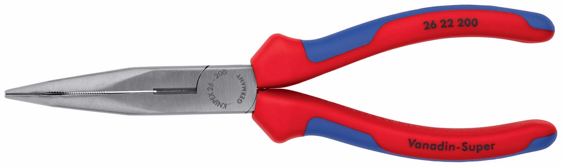 Flachrundzange L.200mm pol.40Grad gew.Comfort-Griff