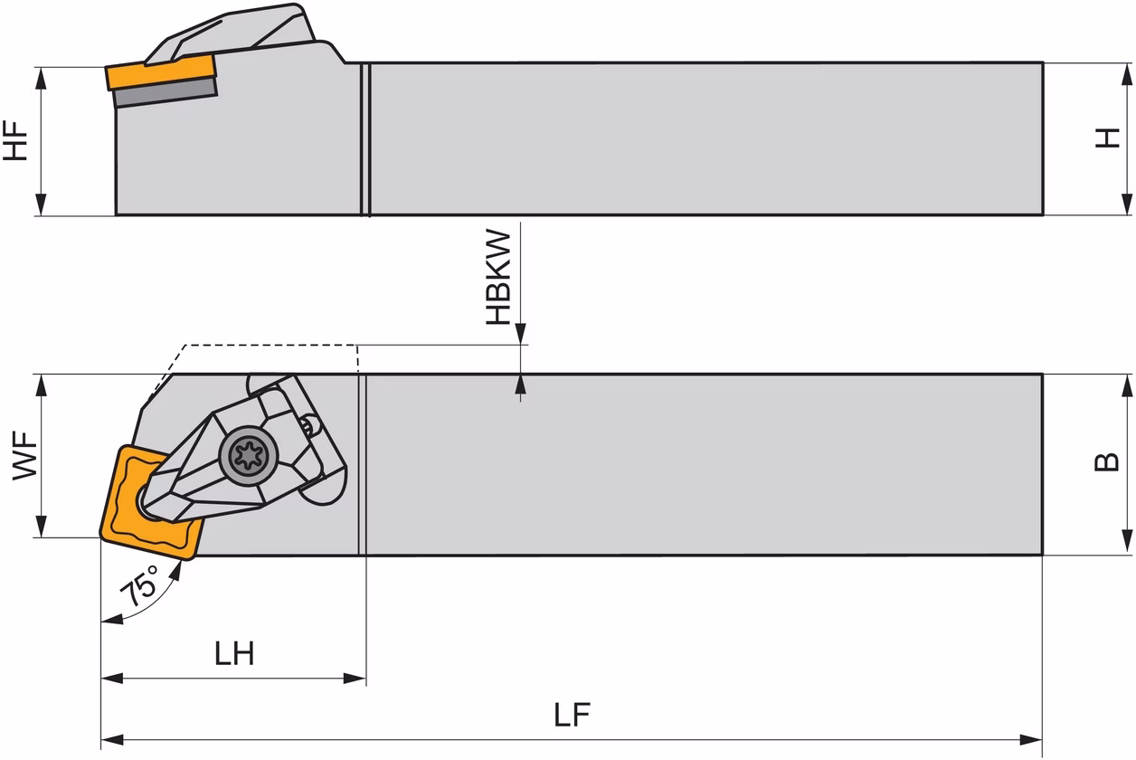 Drehwerkzeughalter ISO DSBNL 2525 M 12 Funkt.-Länge 150mm Linkslauf