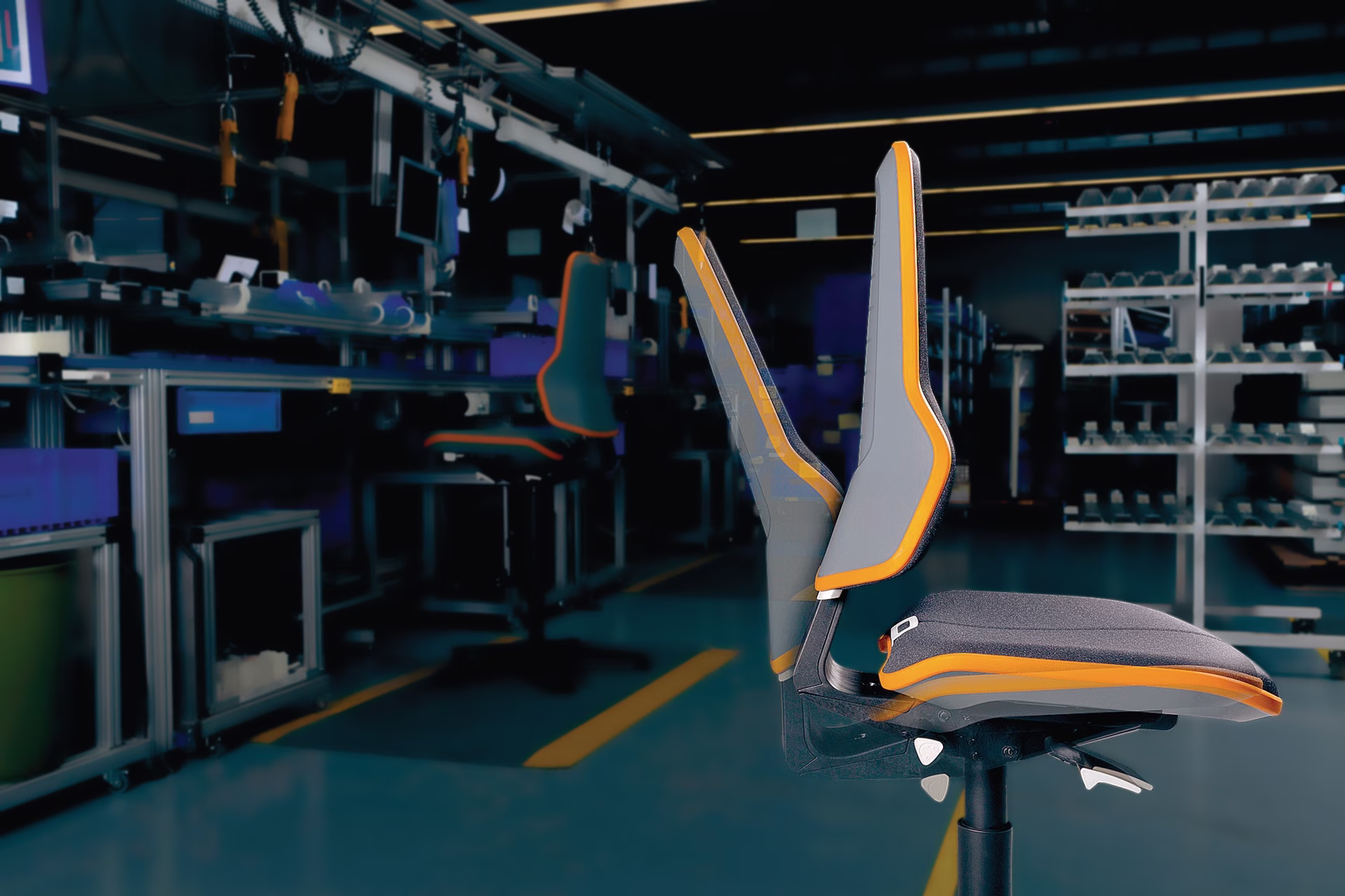 Arbeitsdrehstuhl Neon Rl.Permanentkontakt orange