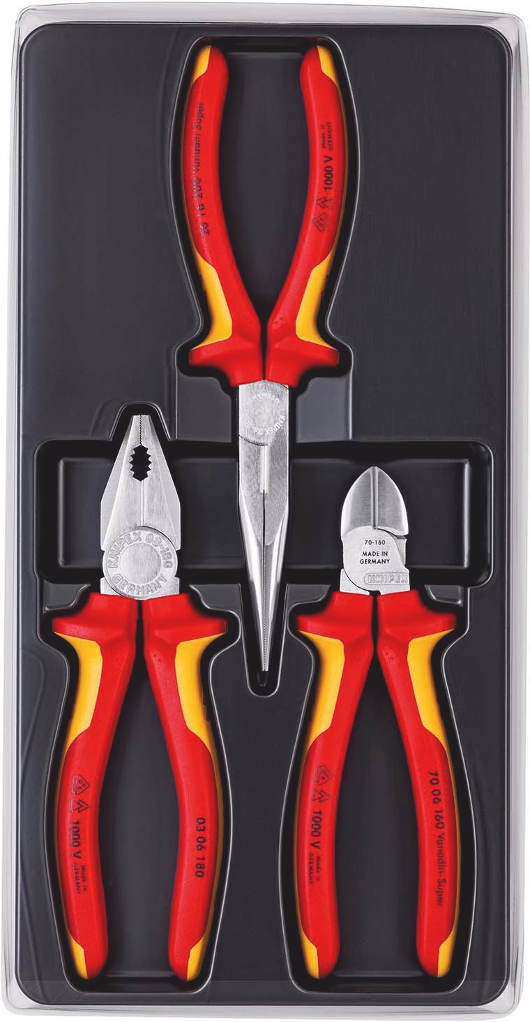Zangensatz Elektro-Paket Inh.3tlg.VDE verchr.Kunststofftiefziehteil