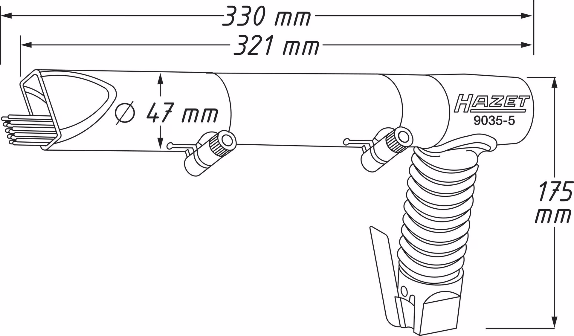 Druckluftnadelentroster 9035-5 3200min-¹ 19x3mm 47mm