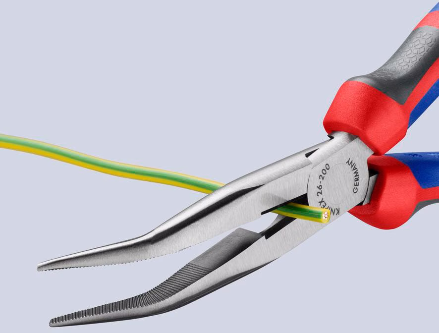 Flachrundzange L.200mm pol.40Grad gew.Comfort-Griff