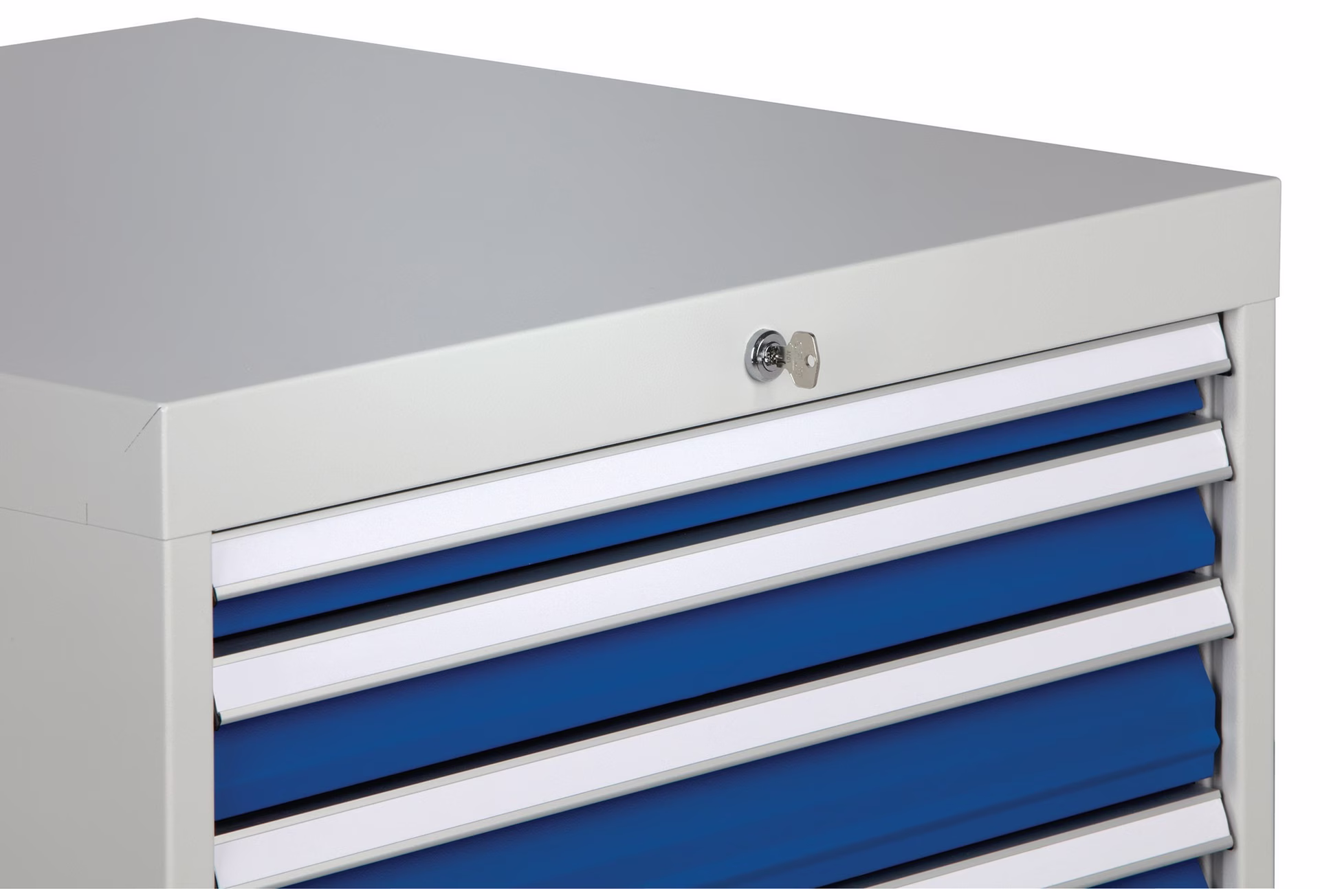 Schubladenschrank H1019xB705xT736mm lichtgrau/signalblau 6 Schubl.Voll.Bedrunka