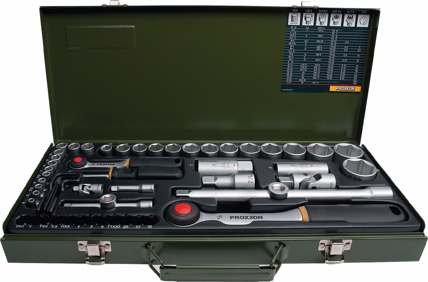 Steckschlüssel-Satz 23040 56tlg.1/4+1/2 Zoll SW 4-32mm Z.72 6KT