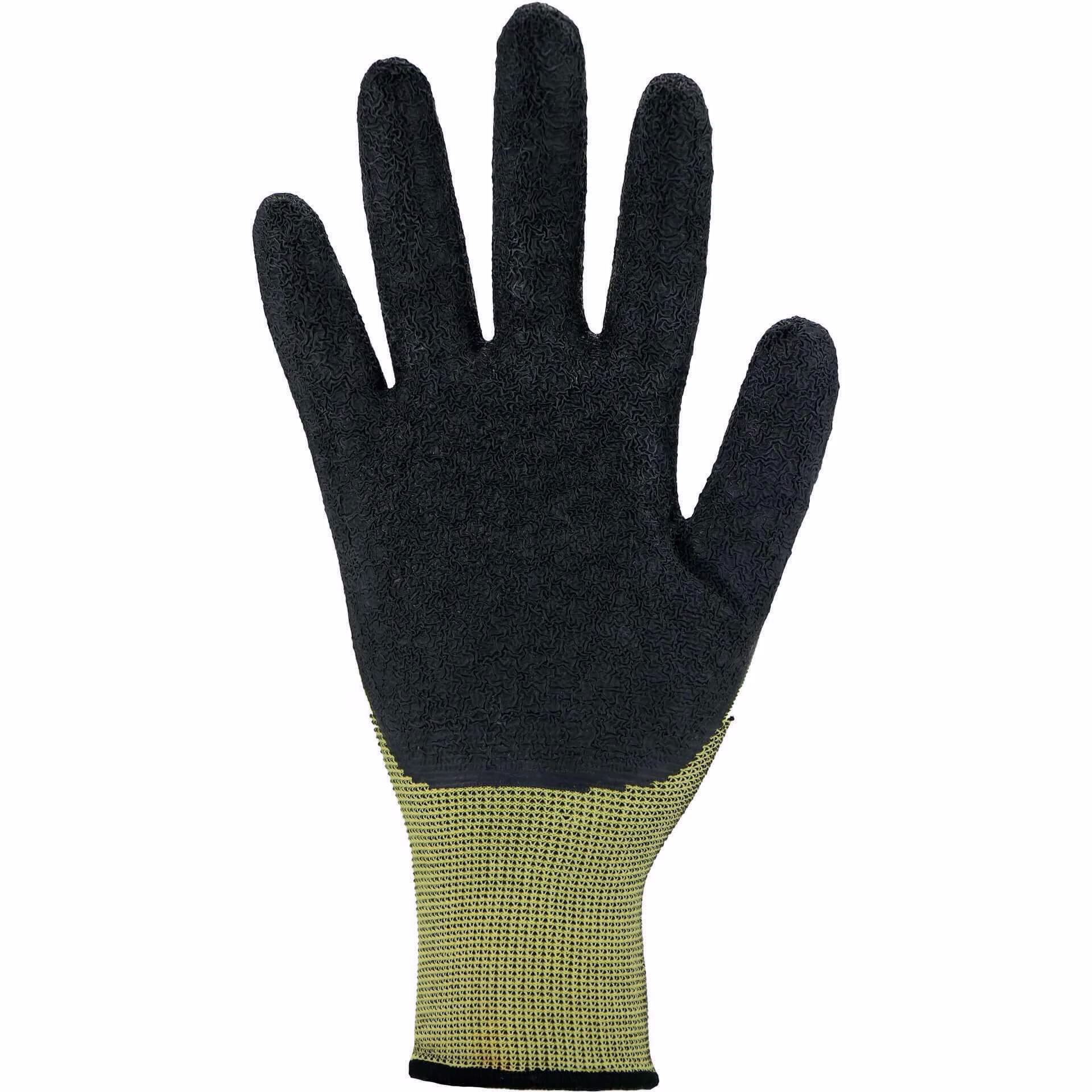Handschuhe Gr.8 gelb/schwarz EN 388 PSA II Nyl.m.Naturlatex