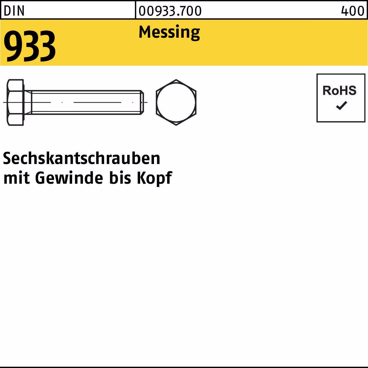Sechskantschraube DIN 933 VG Messing