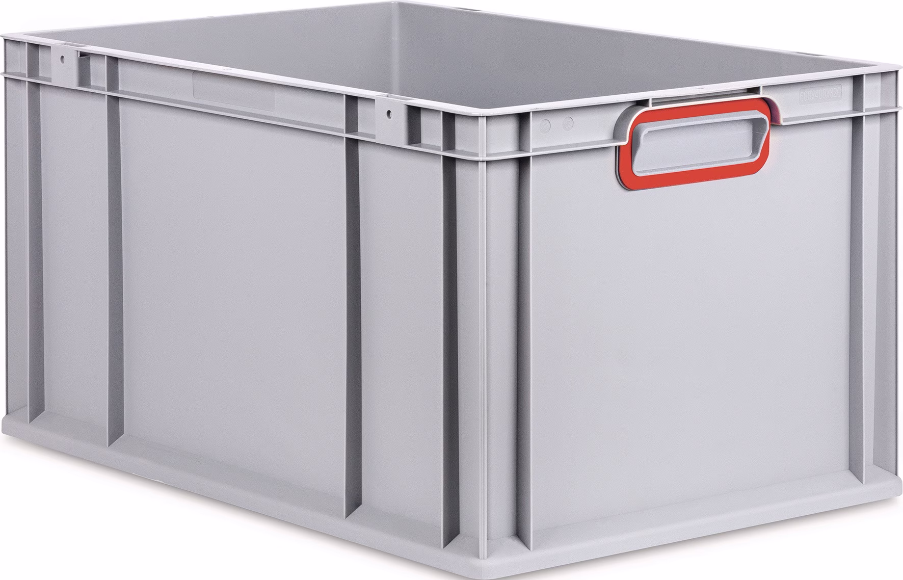 Transportstapelbehälter L600xB400xH320mm grau PP geschlossener Griff rot