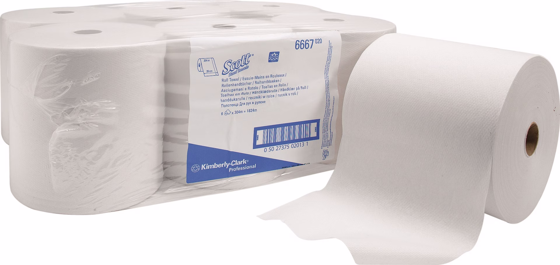 Rollenhandtuch SCOTT® 6667 1-lagig weiß L304ca.mxB200ca.mm KT=6 Rl.