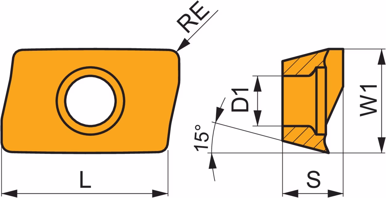 Fräswendeschneidplatte ISO ADMX 070208SR-M:8215 D. 2,2mm PVD beschichtet