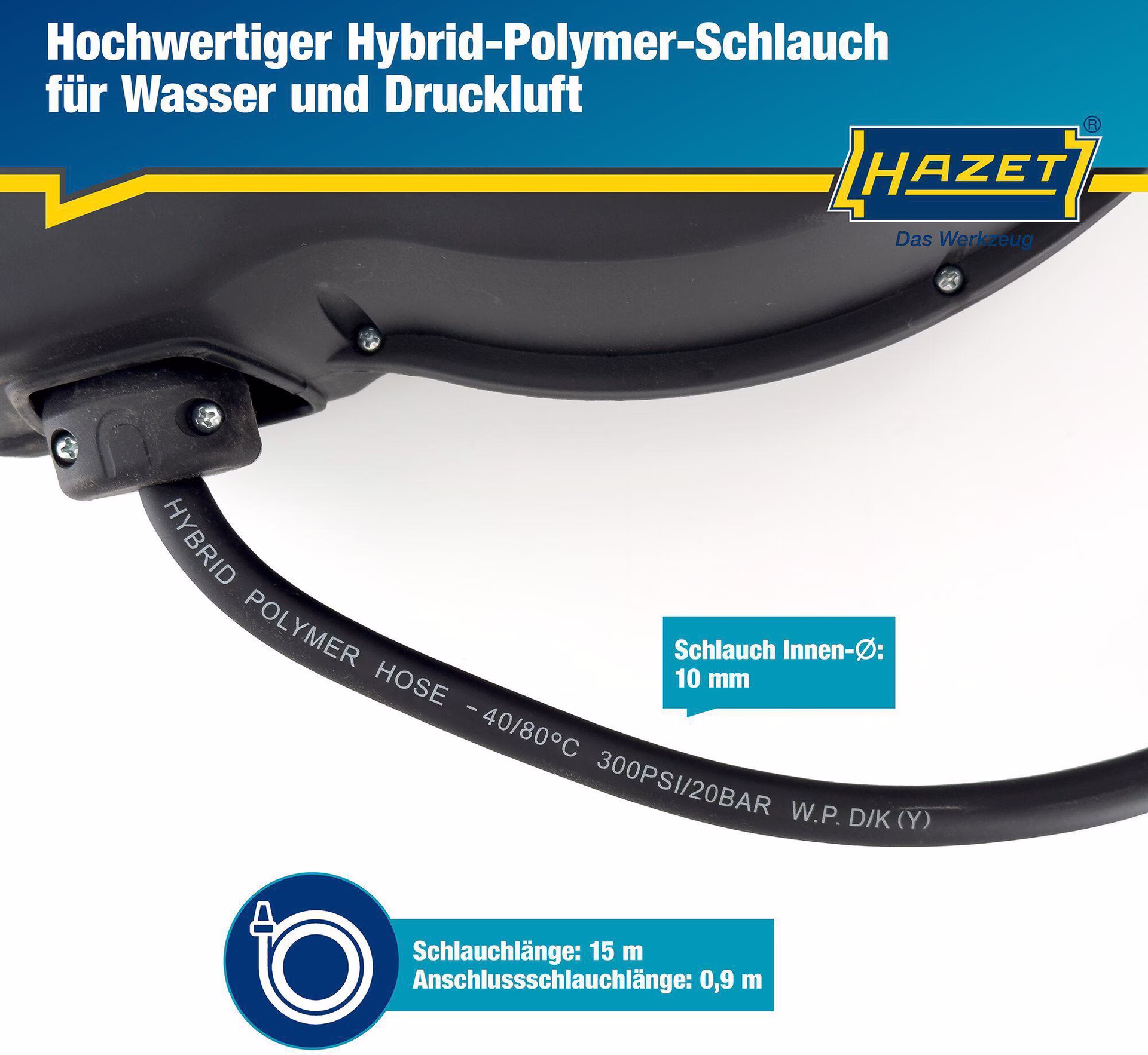 Druckluftschlauchtrommel 9040N-10 f.Druckluft u.Wasser L.900mm Geh.Ku.