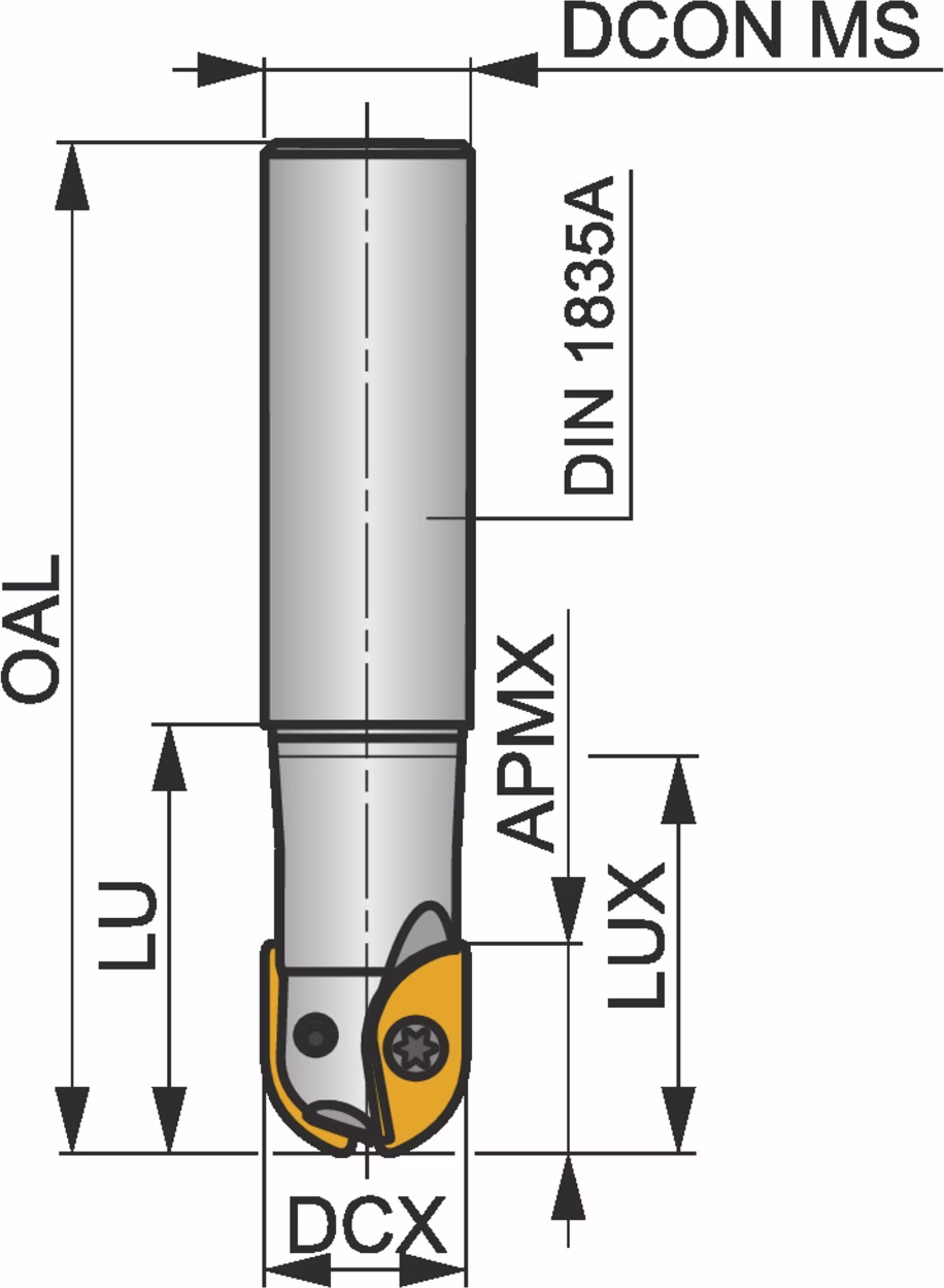 Kopierfräser ISO 12L2R035A12-SZP12 D.12mm m. Wendeplatte Schneid-D.12mm
