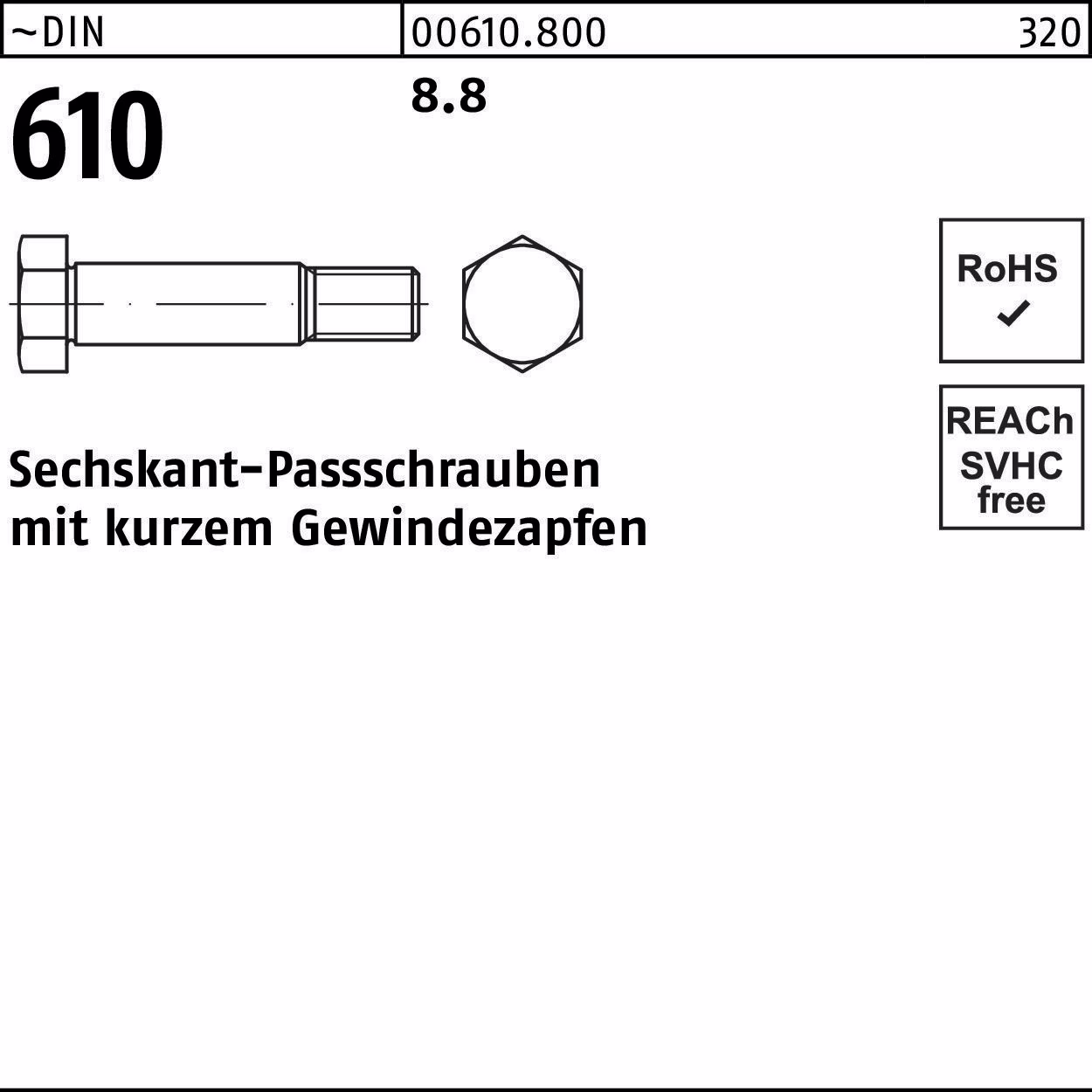 Sechskantpassschraube DIN 610 Gewindezapfen
