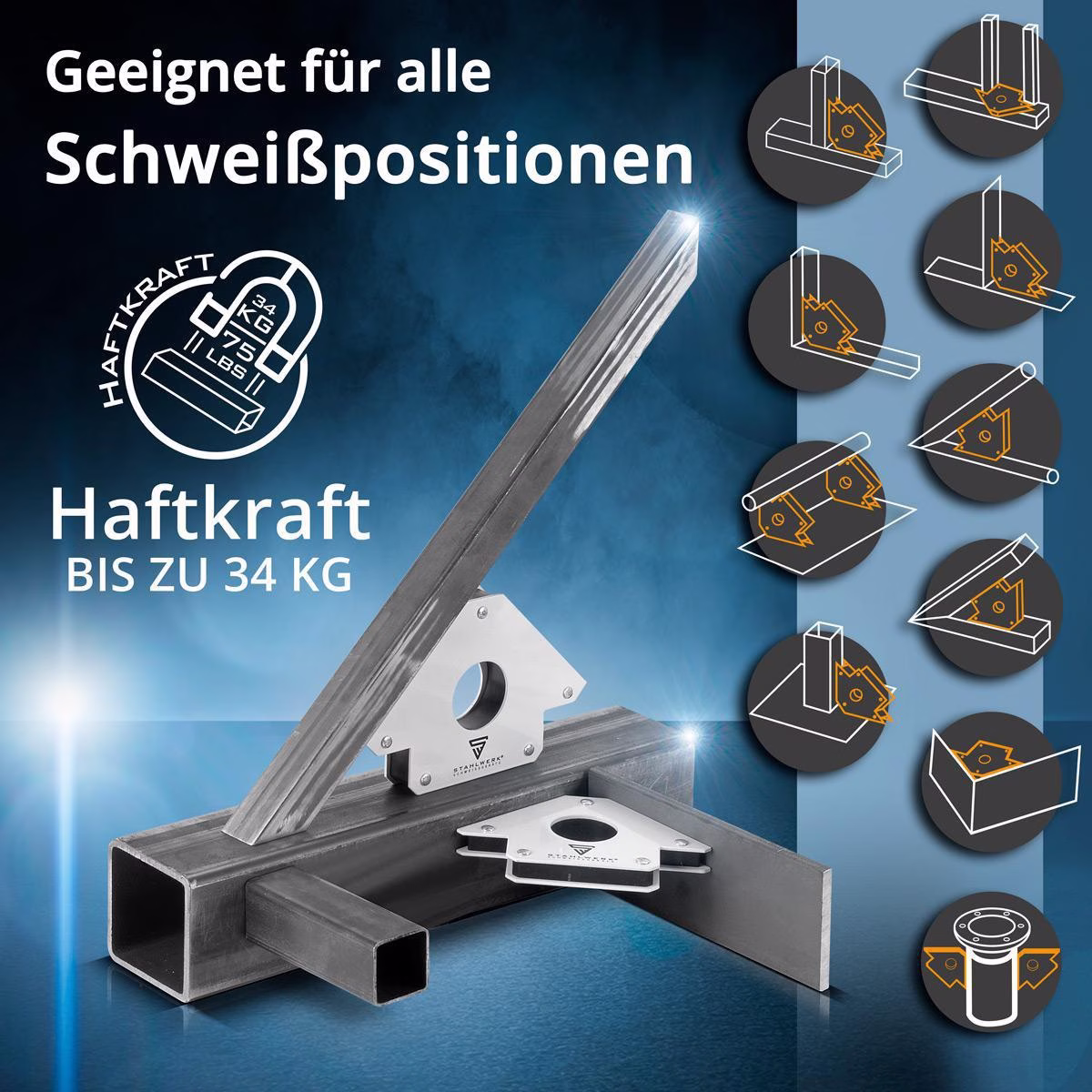 Magnet-Schweißwinkel 75 lbs/34kg daN 45Grad,90Grad u.135Grad