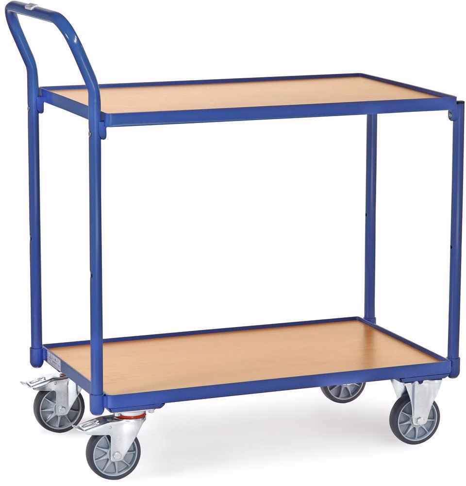 Tischwagen 2740 2 Ladeflächen L850xB500mm blau Trgf.300kg Bügel senkr