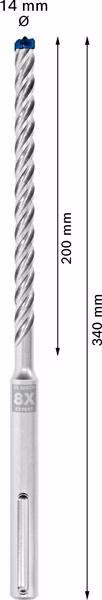 Hammerbohrer Expert SDS max-8X D.14mm Arbeits-L.200mm L.340mm SDS max 1 St