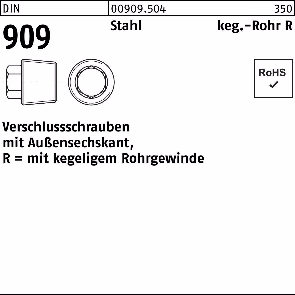 Verschlußschraube DIN 909 Außen-6-kt Stahl