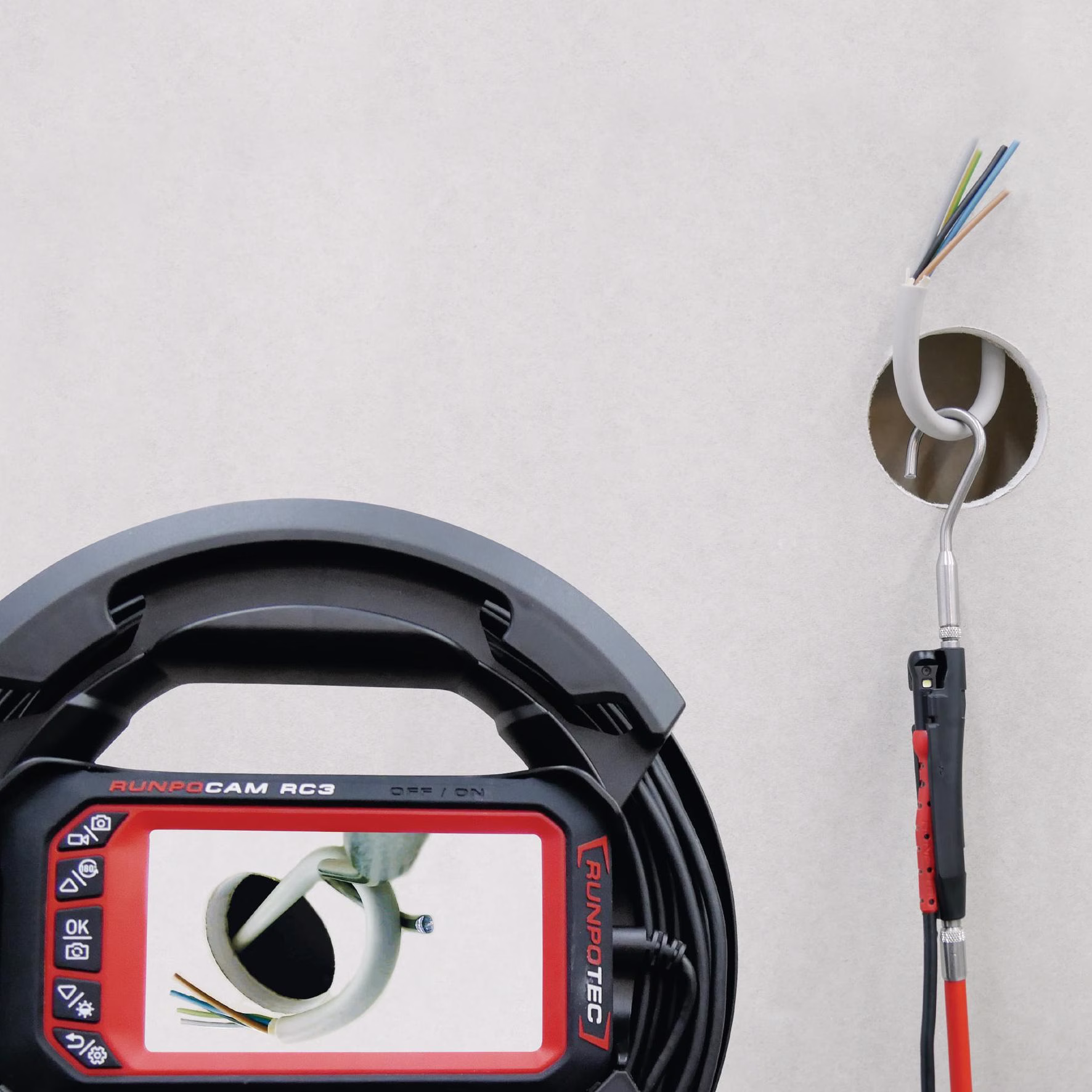 Rohrkamera RC 3 Kabel-L.15+30m Kamerakopf-D.13mm