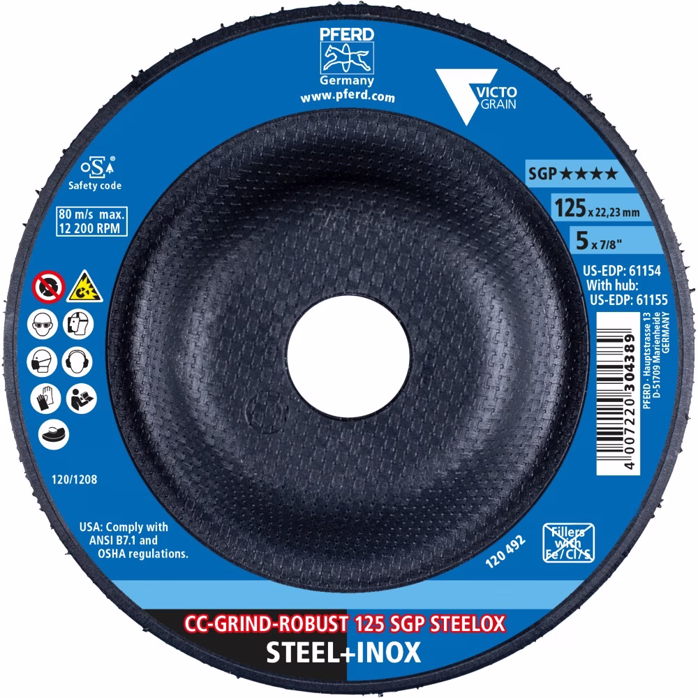 Schleifscheibe CC-GRIND-ROBUST SGP STEELOX D125xSmm STA/VA Bohr.22,23mm PFERD
