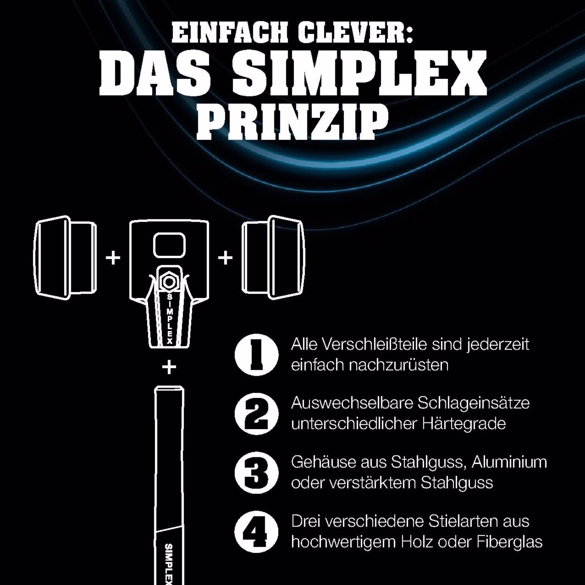 Spalthammer SIMPLEX 4100g Stiel-L.850mm Hickorystiel