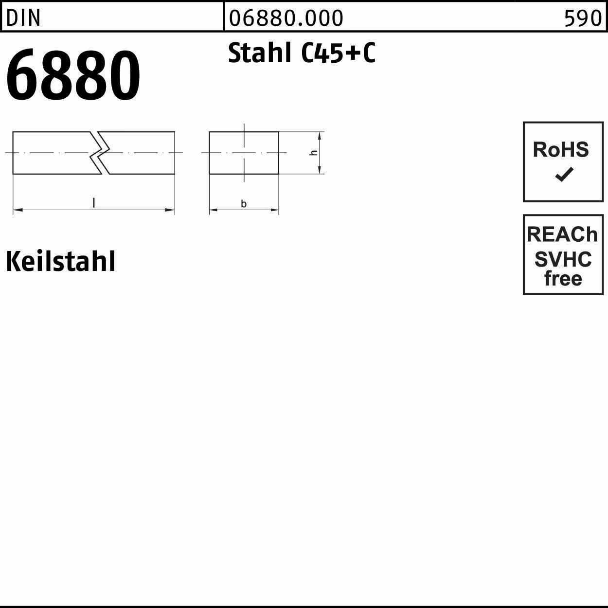 Keilstahl DIN 6880 1000 Stahl C45+C 1