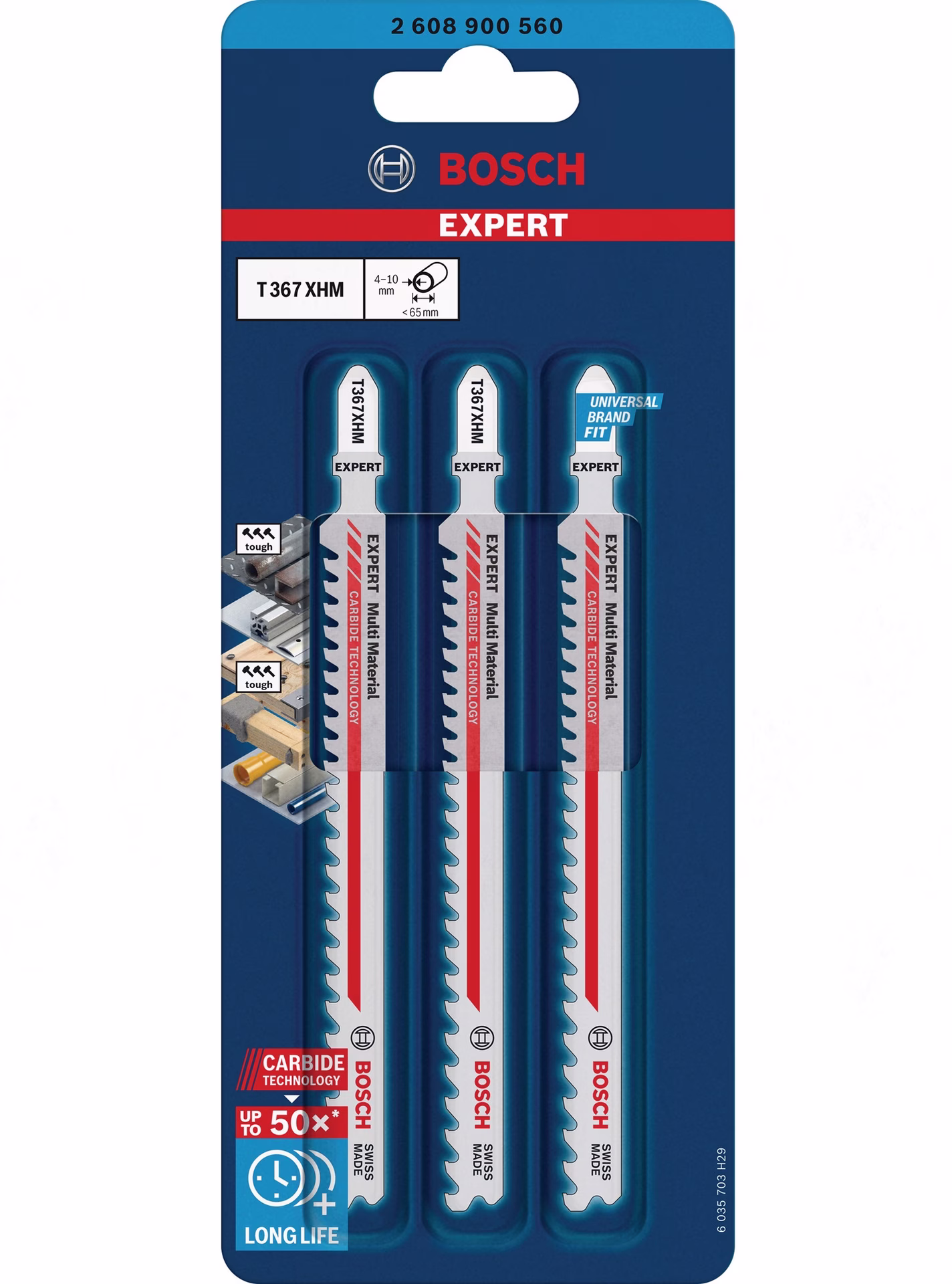 Stichsägeblatt Expert Multi Material T 367 XHM Gesamt-L.132mm 3 St./Karte
