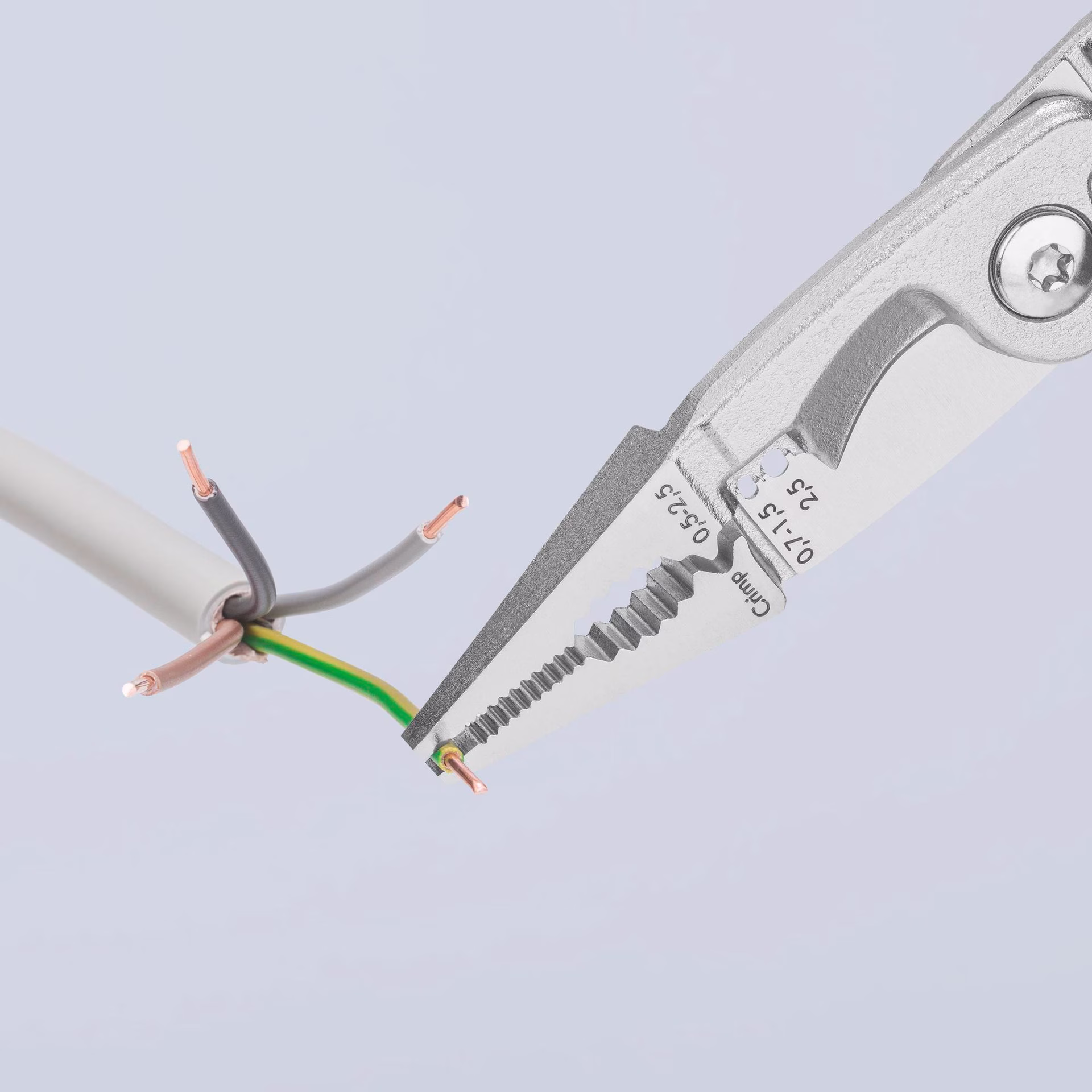 Elektroinstallationszange L.200mm VDE verchr.Mehrkomp.-Hüllen o.Öffnungsf