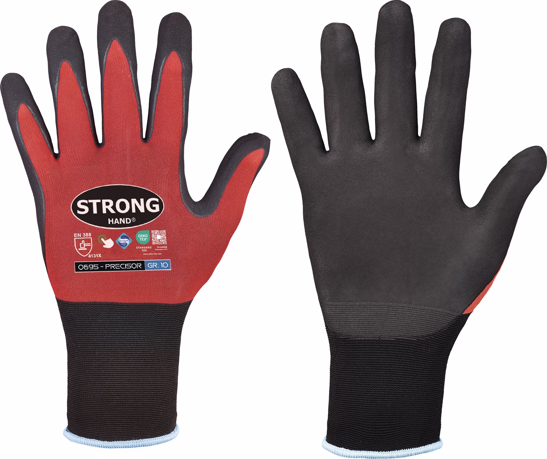 Handschuhe PRECISOR rot/schwarz EN 388 PSA II